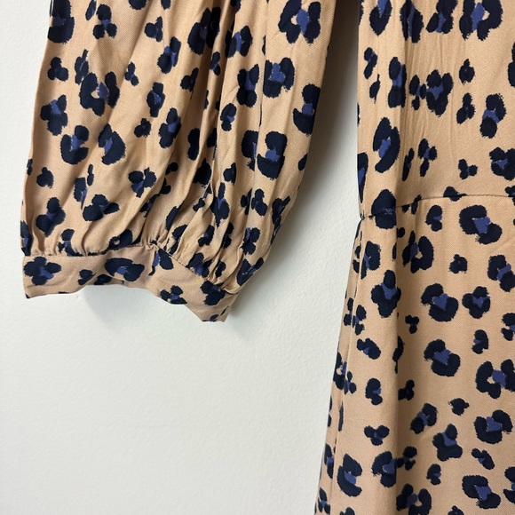 Rebecca Taylor Silk Cheetah Tie Front Dress Size 6 - Picture 10 of 14